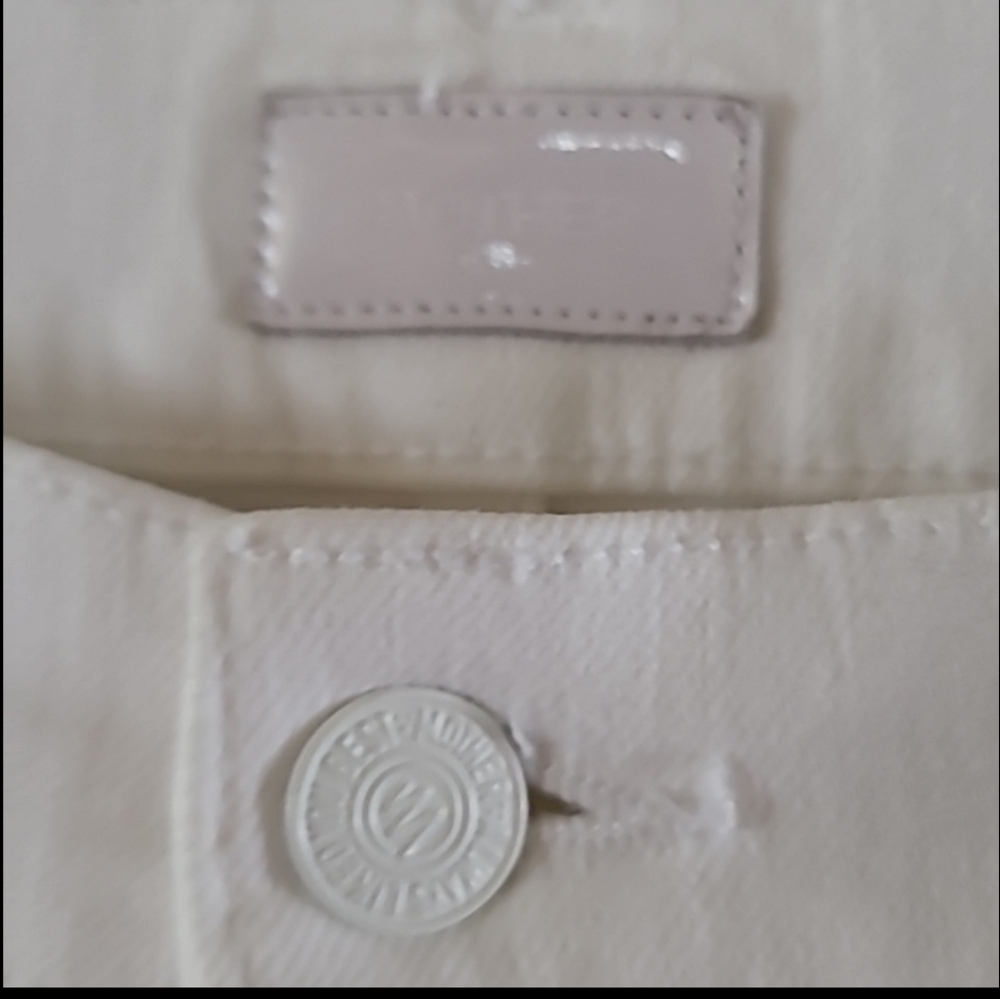 MOTHER The Hustler Ankle Fray Hem Jeans White Straight Flare - Picture 3 of 15